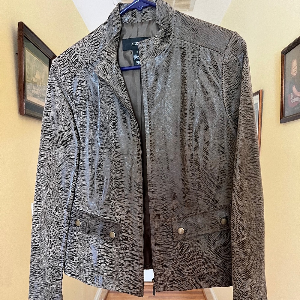 Alligator look leather jacket